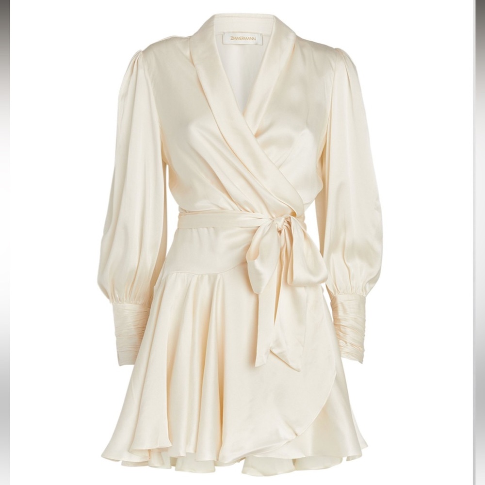 Zimmermann silk wrap dress, off white  (size 0)